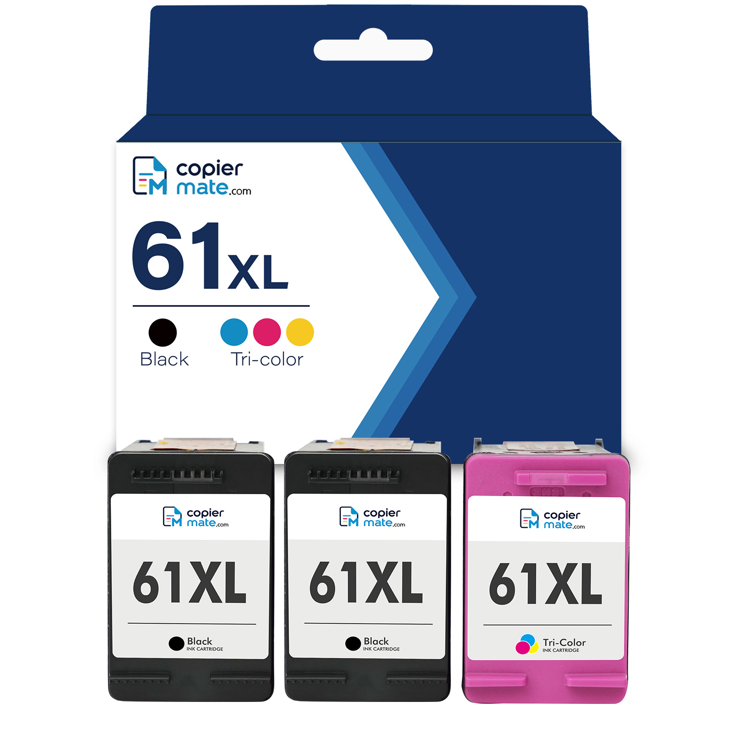 61XL-3PK Compatible HP 61XL Ink Cartridges 3‑Pack | 2 Black + 1 Tri‑Color - Image 1