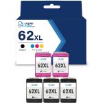 Compatible HP 62XL Ink Cartridges 5‑Pack | 3 Black + 2 Tri‑Color
