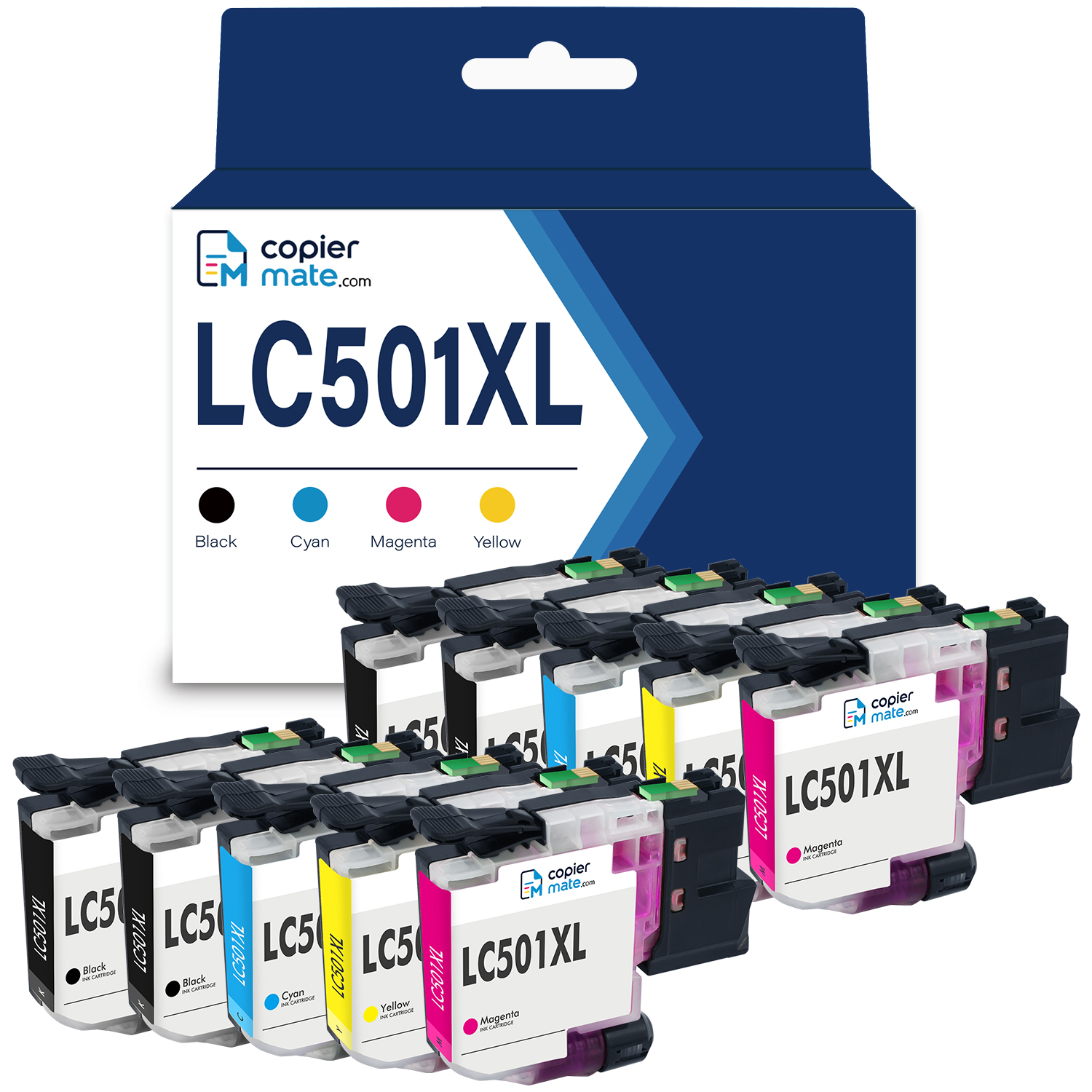 LC501XL-KCMY-10 Compatible Brother LC501XL Ink Cartridges 10-Pack | 4 Black + 2 Cyan + 2 Magenta + 2 Yellow - Image 1