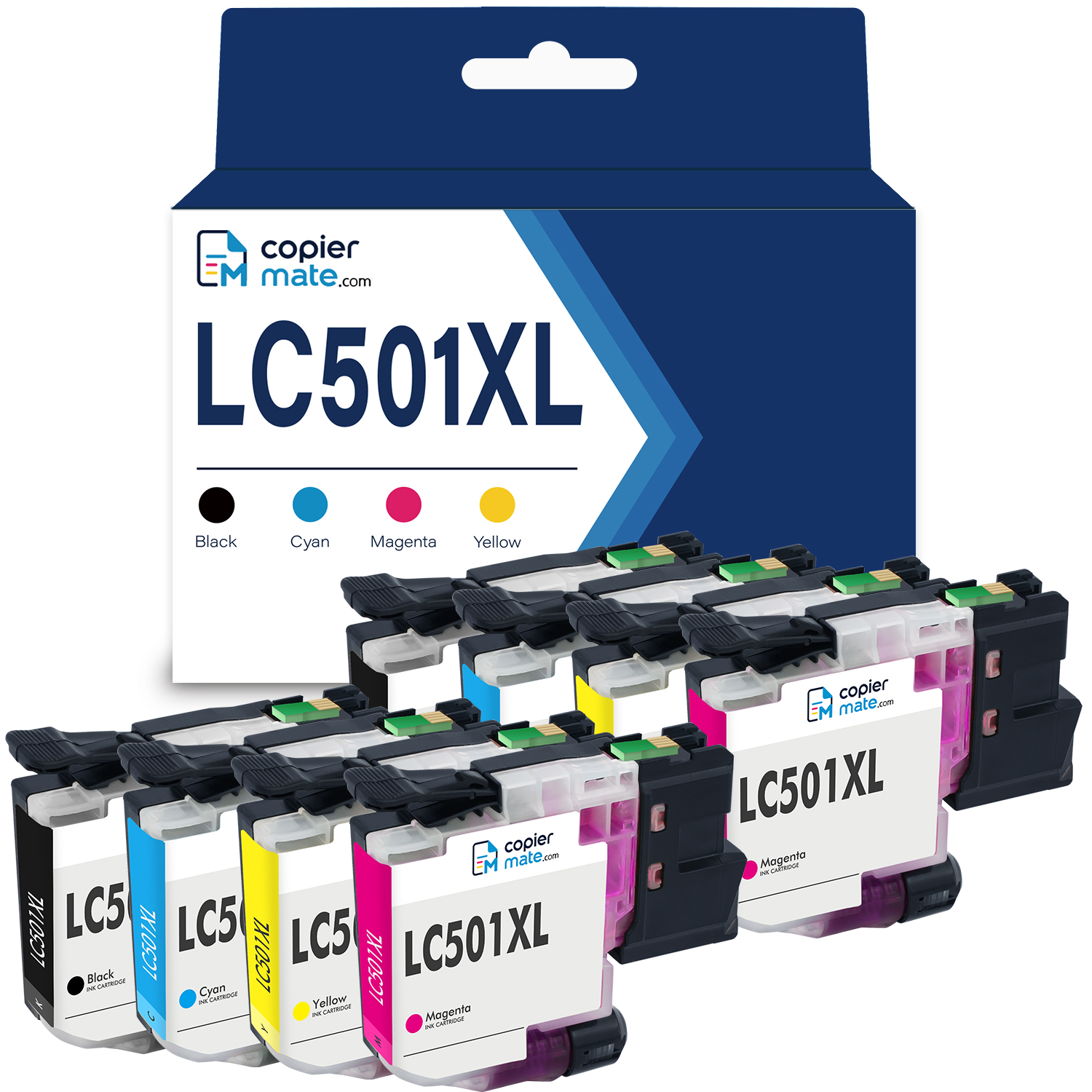 LC501XL-KCMY-8 Compatible Brother LC501XL Ink Cartridges 8-Pack | 2 Black + 2 Cyan + 2 Magenta + 2 Yellow - Image 1