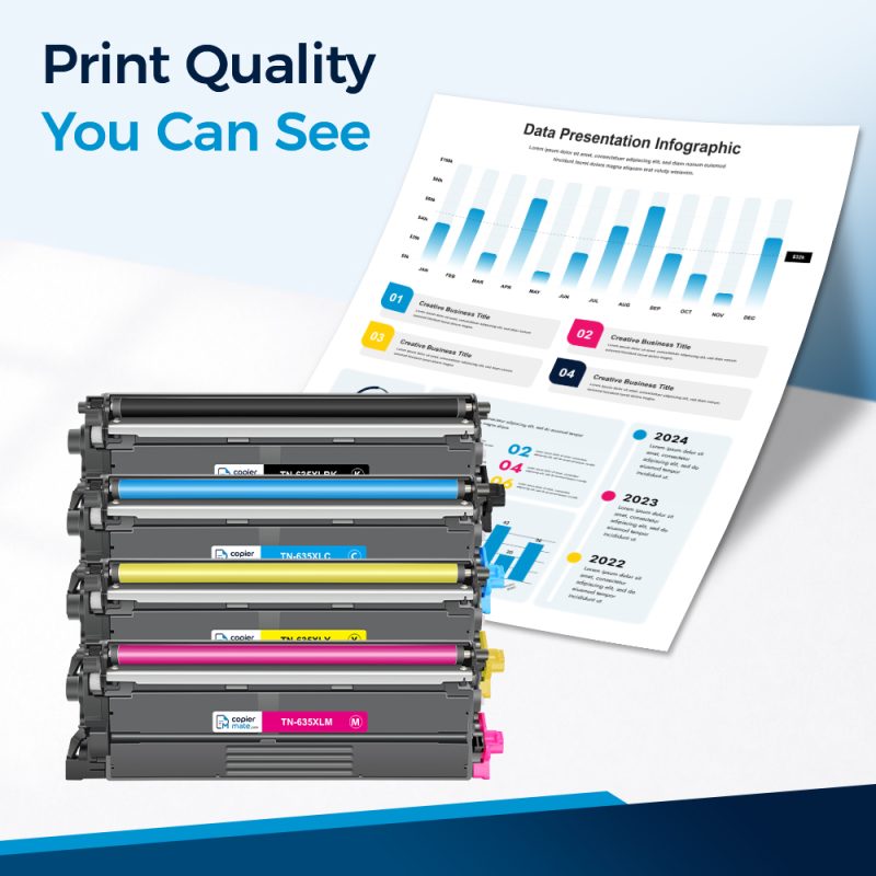 Compatible Brother TN635XL Toner Cartridge 4-Pack | High Yield